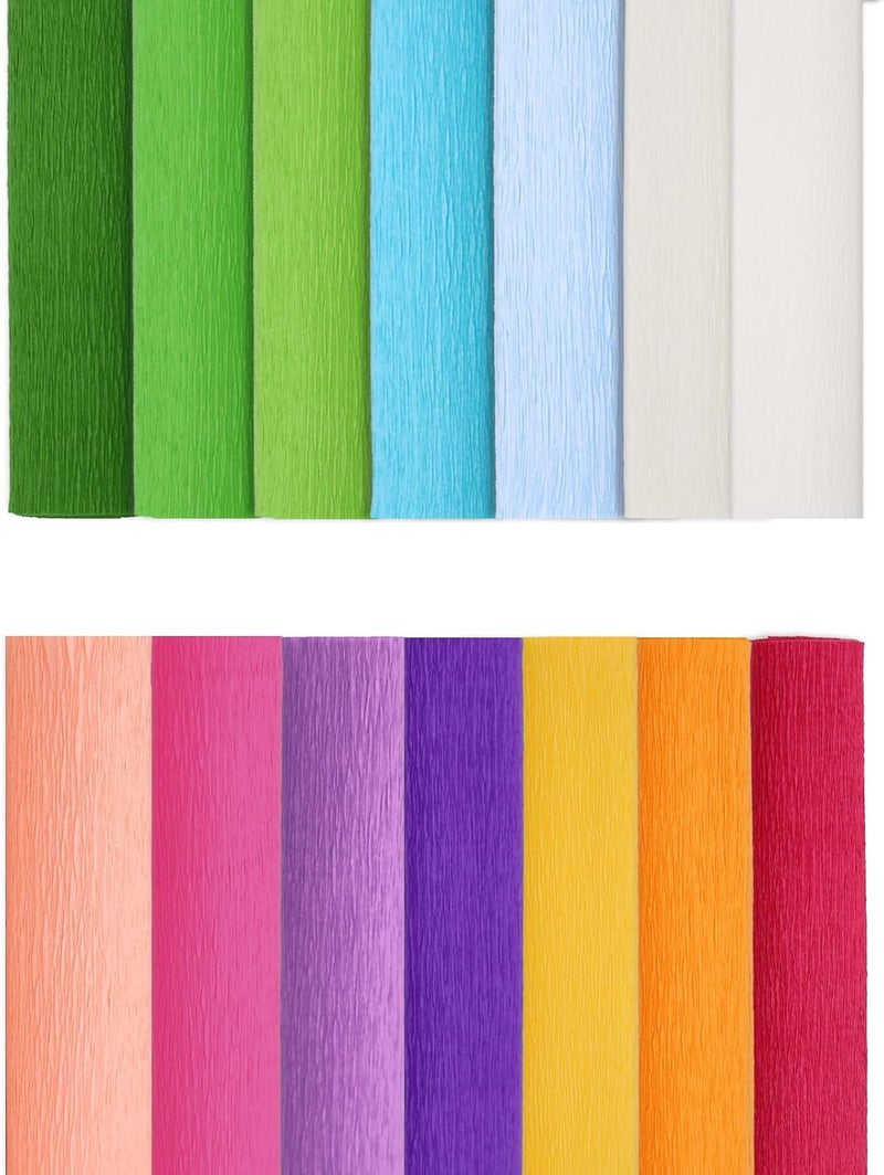 Miuezuth Crepe Paper Flower DIY 14 Colors, 9.8 x 98 Inch Wide Crepe Paper for DIY Gift Wrapping Paper Crafts, Paper Flower Birthday Parties Weddings Festival Decoration (Multiple Colors 3) - Image 1